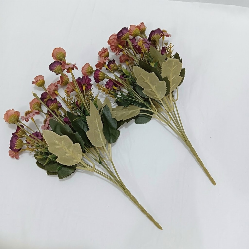 Picture of 2Pc Small Artificial Flower  stick Home Wedding Decor, Make Your Life be Full of Beautiful Vitality, Good Memories Light Champagne purple-Pink-Pink