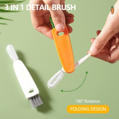 Picture of Beauty Nymph 3 in 1 Bottle Cap Detail Brush Multipurpose Bottle Gap Cleaner Brush for Insulation Cup Cover Groove Gap Deep Detail Cleaning Brushes Tool (White)-White