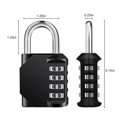 Picture of Combination Padlock 4 Digit Padlock, Zinc Alloy Code Padlock, No Need Keys, Change Yourself - Even Your Code At Will, Suitable for Lockers, Garages, Gates, Schools-Black