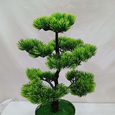 Picture of Artificial Pine Tree Bonsai, 7-Head - 43*24cm - Green Potted Plant for Home, Office, Shop Decor-Multicolor