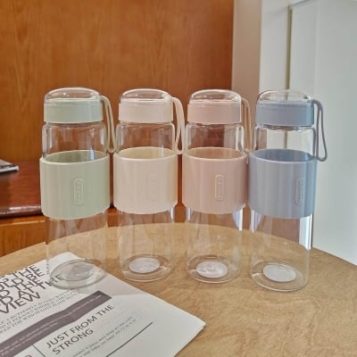 Picture of 480ML Heat Resistant Portable Glass Drink Bottle Cold Water Juice Tea Bottle With Screw Lid Filter Net Easy To Carry-Multicolor