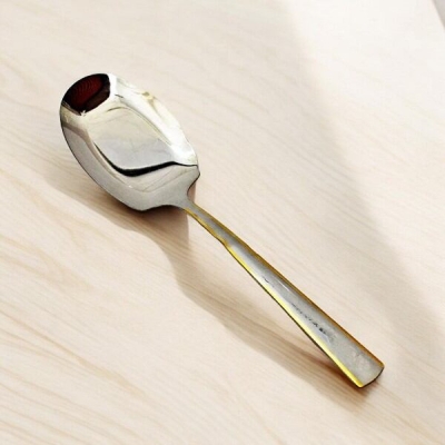 Picture of Silver 12 Inch Rice Spoon - Stainless Steel, Mirror Polish, Golden Design, Non-Magnetic, Ideal for Cooking and Serving-Silver