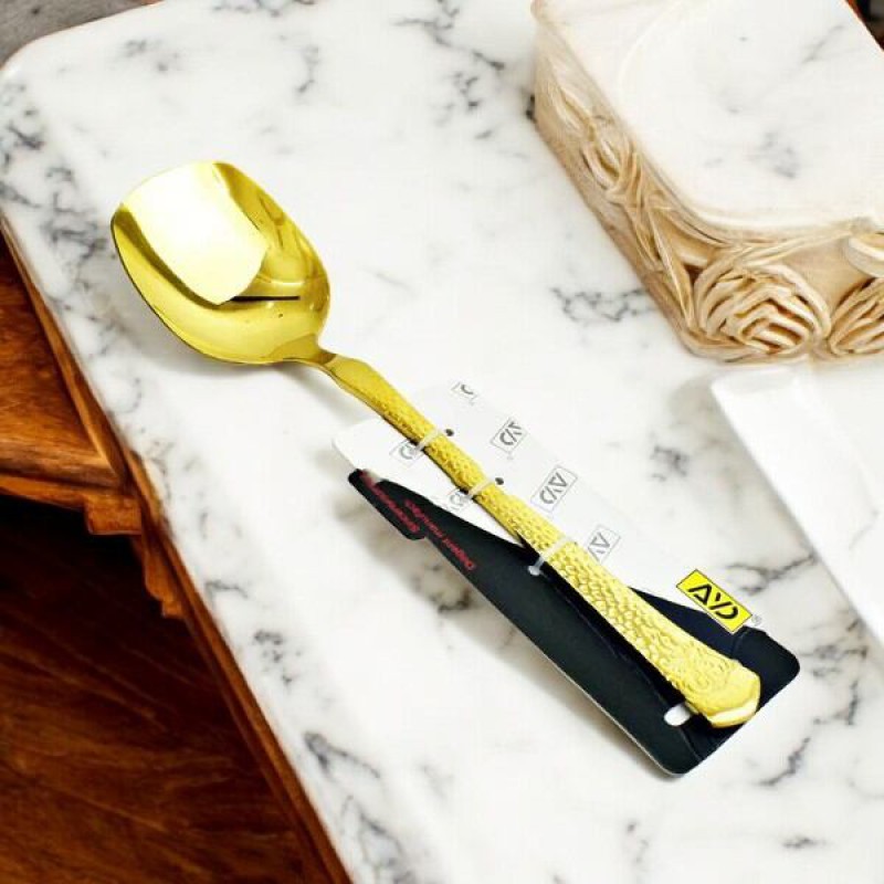 Picture of Elegant 10 Inch Curry Serving Spoon - Golden Finish, Stainless Steel, Non-Magnetic, Mirror Polish, Ideal for Cooking and Serving-Gold