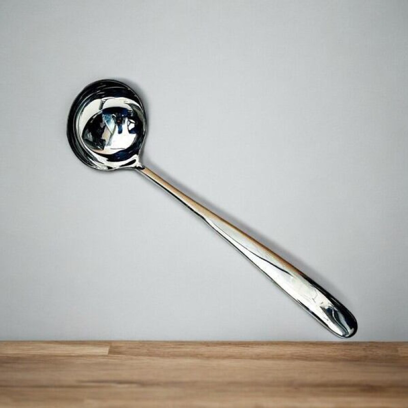 Picture of Big 10 Inch Soup/Dal Spoon - Stainless Steel, Mirror Polish, Silver Color, Perfect for Cooking and Serving, Sleek Design-Silver