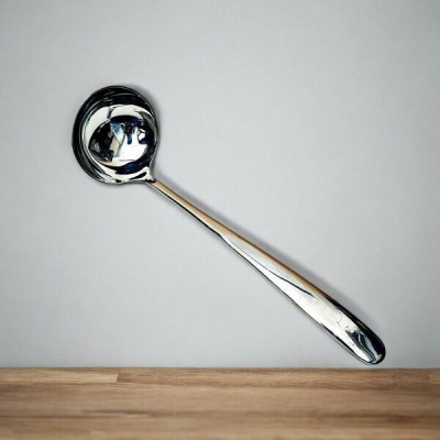 Picture of Big 10 Inch Soup/Dal Spoon - Stainless Steel, Mirror Polish, Silver Color, Perfect for Cooking and Serving, Sleek Design-Silver