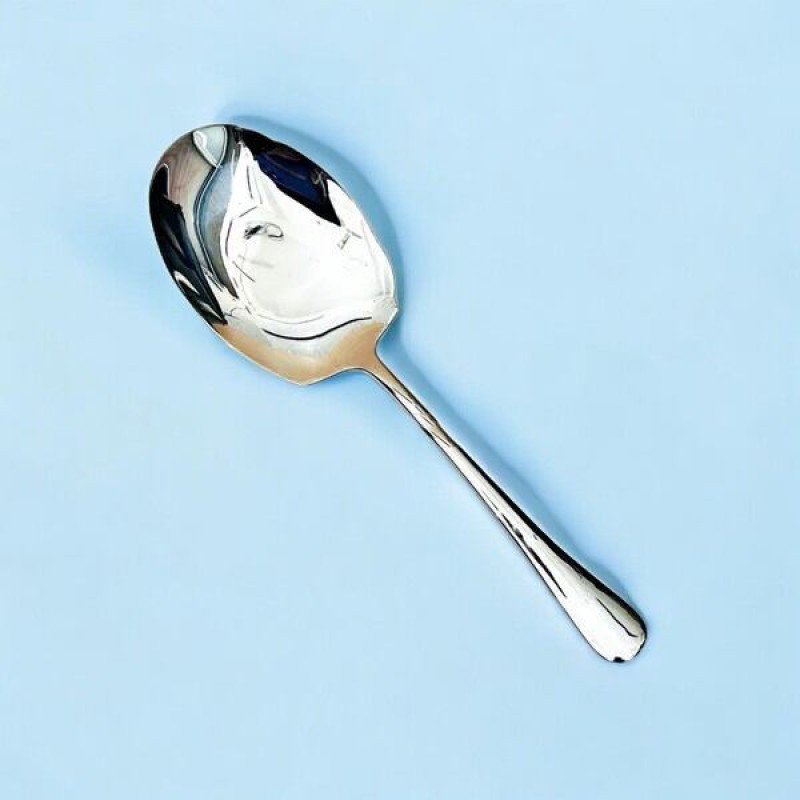 Picture of 12 Inch Silver Rice Spoon - Stainless Steel, Mirror Polish, Golden Design, Non-Magnetic, Ideal for Cooking and Serving, Durable Big Spoon, Single Piece-Silver
