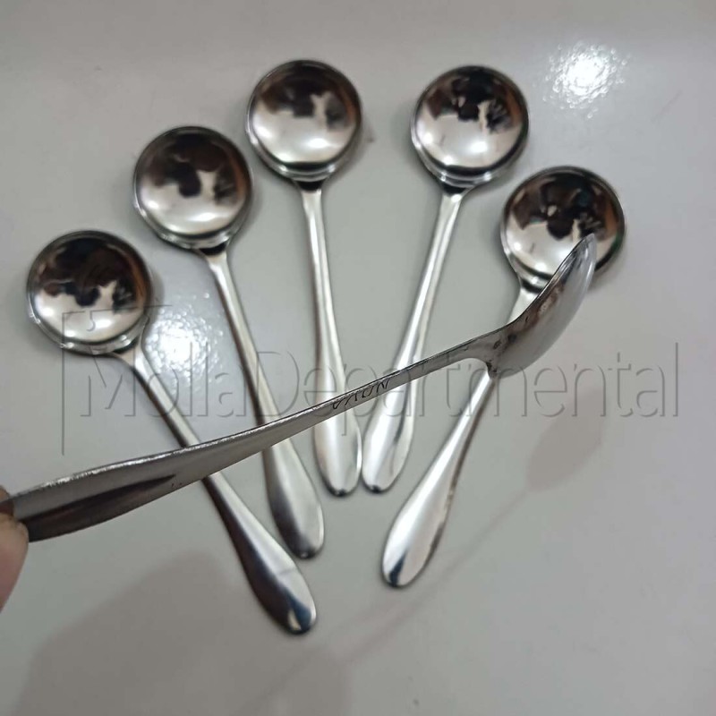 Picture of light waight 6 pcs stainless steel sup spoon silver color spoon round shape sup spoon-Silver
