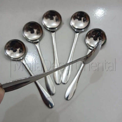 Picture of light waight 6 pcs stainless steel sup spoon silver color spoon round shape sup spoon-Silver