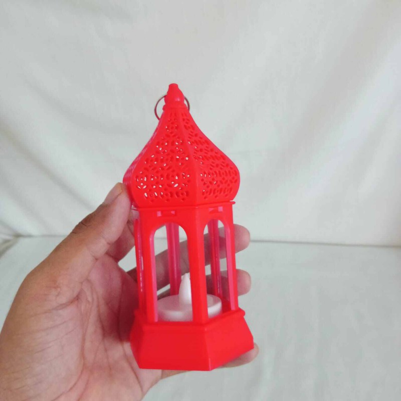 Picture of "LED Ramadan Lantern - 14cm Morocco Wind Candle Lamp | Multi-Color ABS Plastic for Eid Mubarak and Islamic Party Decor | Battery-Powered Light"-Multicolor