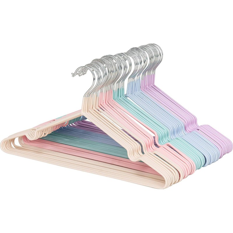 Picture of 10 pcs Coat Hanger Multifunctional Brate- Bold Home Dip Adult Seamless Clothes Hanger with Hanging Hook Non- Slip Dormitory (Multicolor)-Multicolor