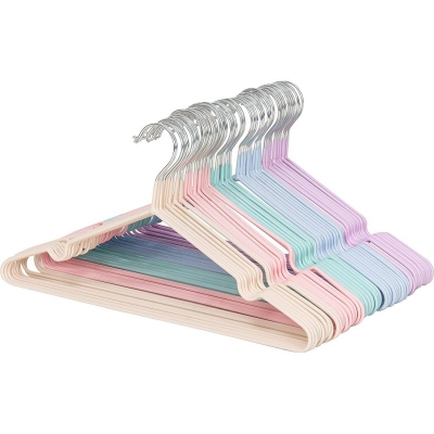 Picture of 10 pcs Coat Hanger Multifunctional Brate- Bold Home Dip Adult Seamless Clothes Hanger with Hanging Hook Non- Slip Dormitory (Multicolor)-Multicolor