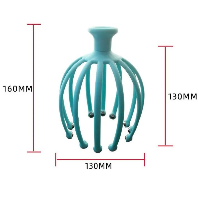 Picture of 1 pcs Portable Manual Blood Circulatory Silicone Scalp Octopus Head Massager vibrator-Multicolor
