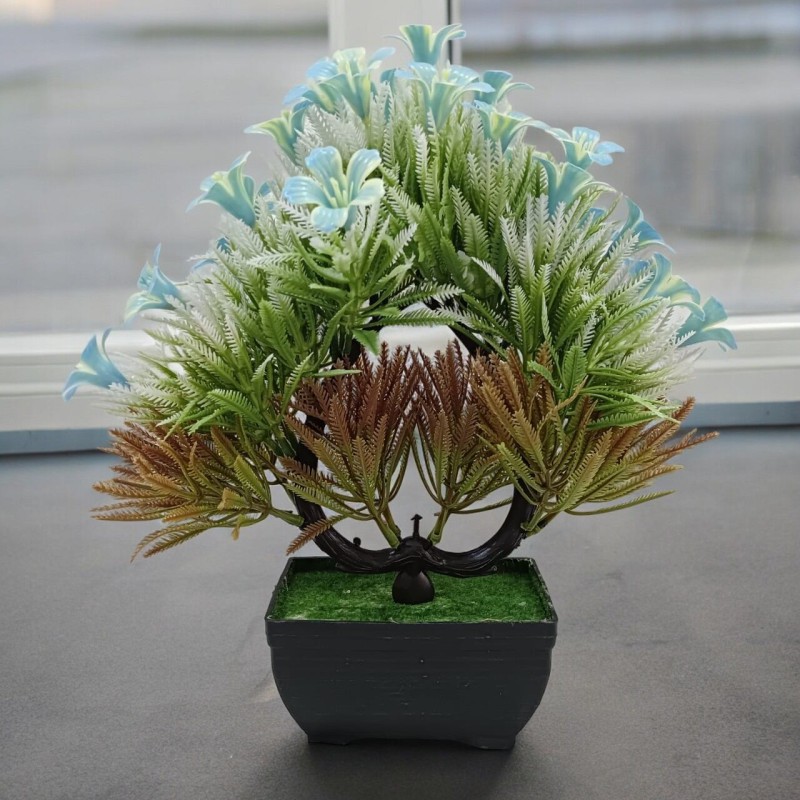 Picture of Artificial flower and plants in Ceramic Lave shape Bonsai For Table Or Corner Decoration-Home Decoration Item-Multicolor