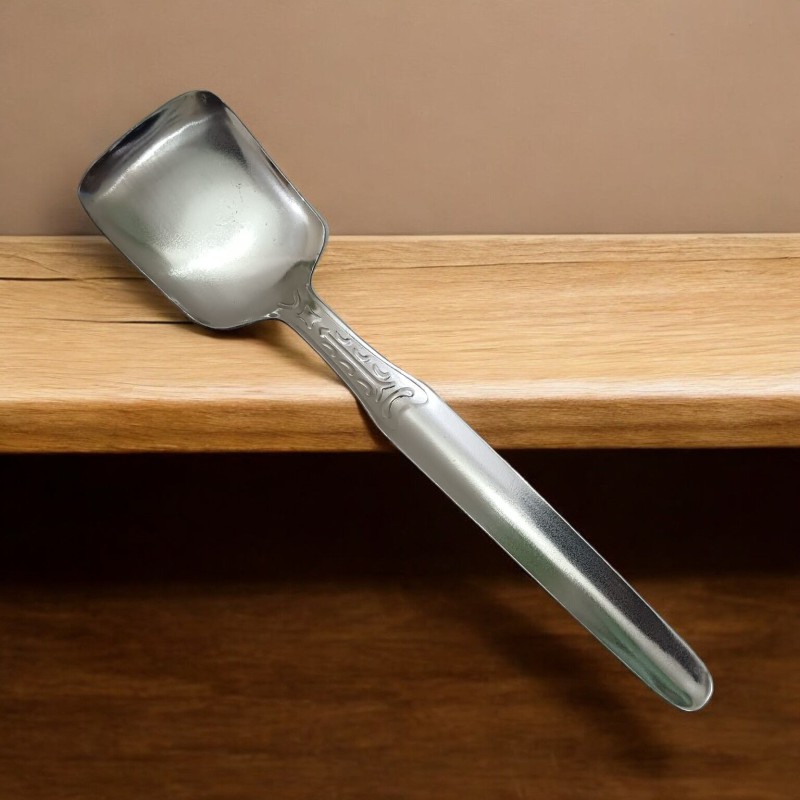 Picture of 22cm Stainless Steel Square Serving Spoon - Silver Kitchen Tool - 1 Piece-Silver