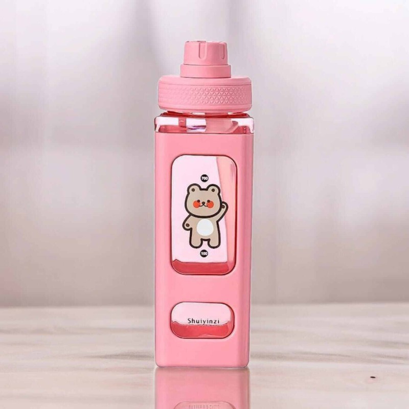 Picture of Pink Creative Square Eco-Friendly Sports Water Bottle, 700 ml Durable Drinking Bottle-Pink