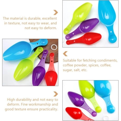 Picture of "Multi-Color Kitchen Measuring Spoon Set - 4-Piece Plastic Spoons with Small Pet Design - Accurate Baking - 1 Set"-Multicolor
