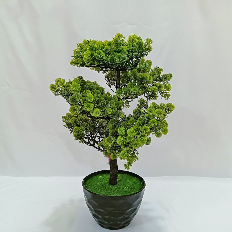 Picture of Festival Potted Plant Simulation Decorative Bonsai Home Office Pine Tree Gift DIY Ornament Lifelike Accessory Artificial Bonsai-Green