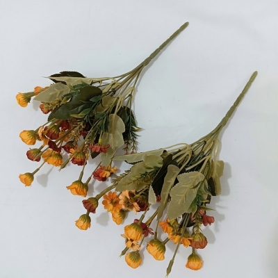 Picture of 2Pc Small Artificial Flower  stick Home Wedding Decor, Make Your Life be Full of Beautiful Vitality, Good Memories Light Champagne yellow-Yellow