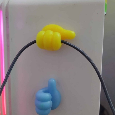 Picture of Hand Shape Cable Clips, USB Cord Holders Cable Management For Hanging (Pack Of 10) - Silicone Hooks Cord Holders for Cables - Self-Adhesive Home/Office/Cars Data Cable Clip Wire Desk Organizer-Multicolor