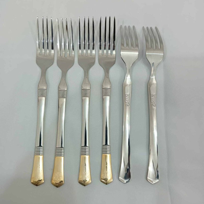 Picture of AYD premium golden design fork spoon 6 pcs stainless steel fork spoon Magnet proof spoon mirror polish 15cm long spoon-Silver