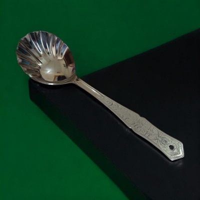 Picture of Rosy Kitchen Spoon: 10 Inch Stainless Steel Big Soup Spoon, Silver. Mirror Polish Finish, Ideal for Cooking and Serving.-Silver