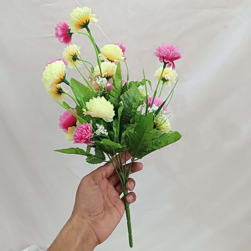 Picture of Multicolor Silk Artificial Flowers Stick - 20-28 Heads, 40cm, Plastic & Fabric - Perfect for Home, Restaurant, Wedding & Festival Decor-Multicolor