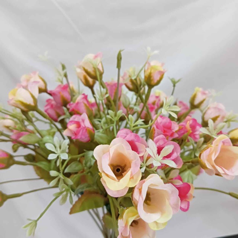 Picture of "1pc Silk Daisy Bride Bouquet with Glass Vase, 25-28 Multicolor Artificial Sunflowers, 48x20 cm, Great for Christmas, Home, Wedding, and New Year Decoration, Durable Fabric and Plastic Construction."-Multicolor