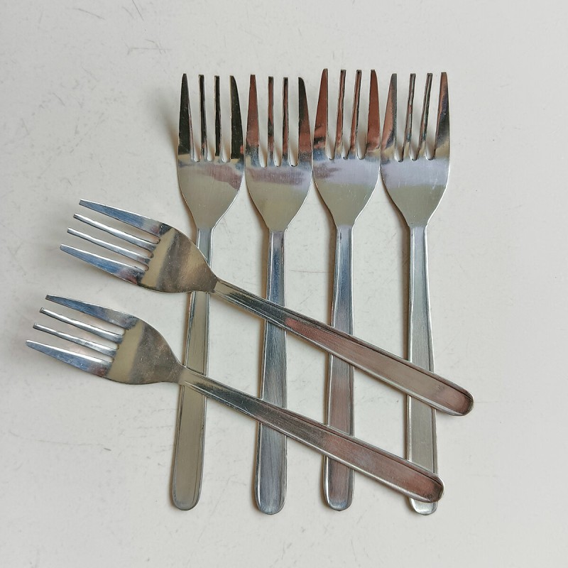 Picture of Sara 6 pcs Stainless steel Fork spoon silver for kitchen 14cm long best spoon for House, Kitchen, Travel, restaurant  etc-Silver