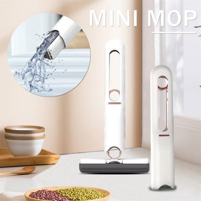 Picture of Portable Mini Mop Hand Washable Desktop Cleaning Mini Mop, Lazy Self-Squeeze Mini Mop, for Desktop Glass Cleaning Bathroom Crevice Absorbent Mopuit Glass-White