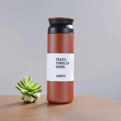 Picture of Red 1pc 500ml Stainless Steel Vacuum Flask with Leakproof Lid - Insulated Cup for Outdoor Camping, Hiking, Driving, and Drinking-Red