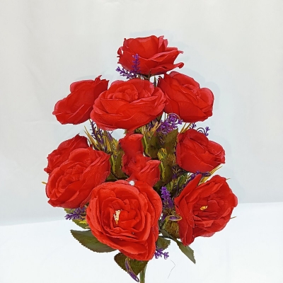 Picture of 9-10 Heads red Artificial Flowers Home Decoration 9 Color Beauty Silk Fake Flower Especial for Wedding and Festival Decoration-Red