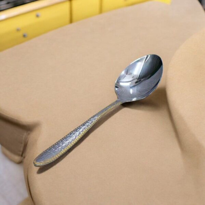 Picture of 12 Inch Rice Serving Spoon - Stainless Steel with Mirror Polish and Golden Design, Square Shape, Non-Magnetic, Ideal for Cooking and Serving, Elegant and Durable, Single Piece for Home and Professional Kitchens-Silver