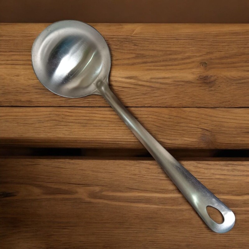 Picture of 9 Inch Stainless Steel Big Soup Spoon, Silver, Non-Magnetic. Ideal for Cooking and Serving, This Large Spoon Ensures Effortless Handling of Soups and Stews.-Silver