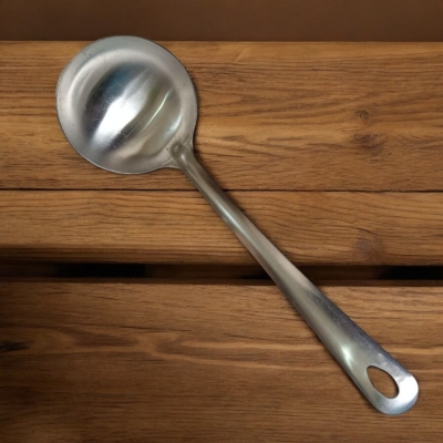 Picture of 9 Inch Stainless Steel Big Soup Spoon, Silver, Non-Magnetic. Ideal for Cooking and Serving, This Large Spoon Ensures Effortless Handling of Soups and Stews.-Silver