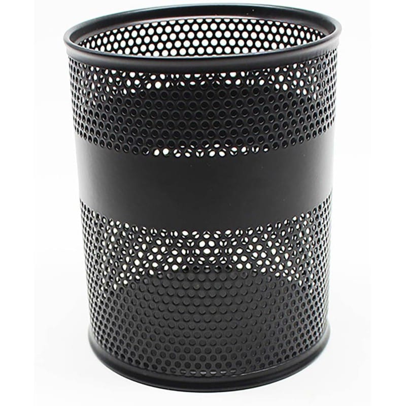 Picture of Black Metal Desk Organizer (2-Piece) - Multifunctional Cylinder Pencil Holders, Durable, Fireproof, High-Temperature Resistant, Coated Finish, 9.5 x 8.5 cm, Perfect for Office & Student Desks-Black