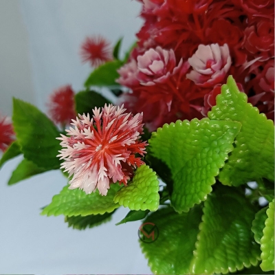 Picture of Flower Bonsai Artificial Grass Plants with Pot for Home Decor | Decorative Office Indoor Decor (Red, 1 Piece)-Red