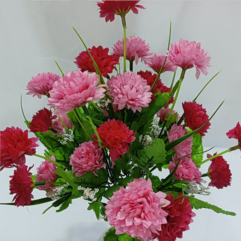 Picture of Multicolor 20-28 Heads color Home Decoration Color Beauty Silk Artificial Flowers stick Fake Flower Especial for Wedding and Festival Decoration  Red-Pink-Red
