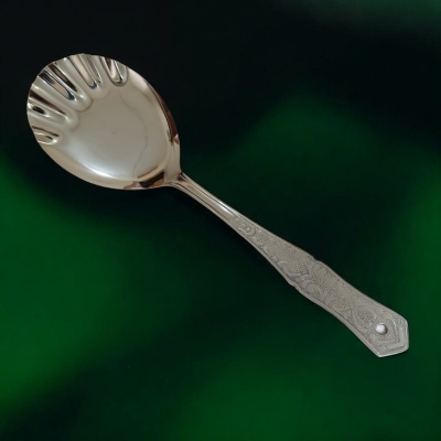 Picture of Rosy Kitchen Spoon: Stainless Steel, 10 Inch Rice Spoon. Silver with Mirror Polish Finish, Designed for Cooking and Serving. Durable and Versatile for Kitchen Use.-Silver