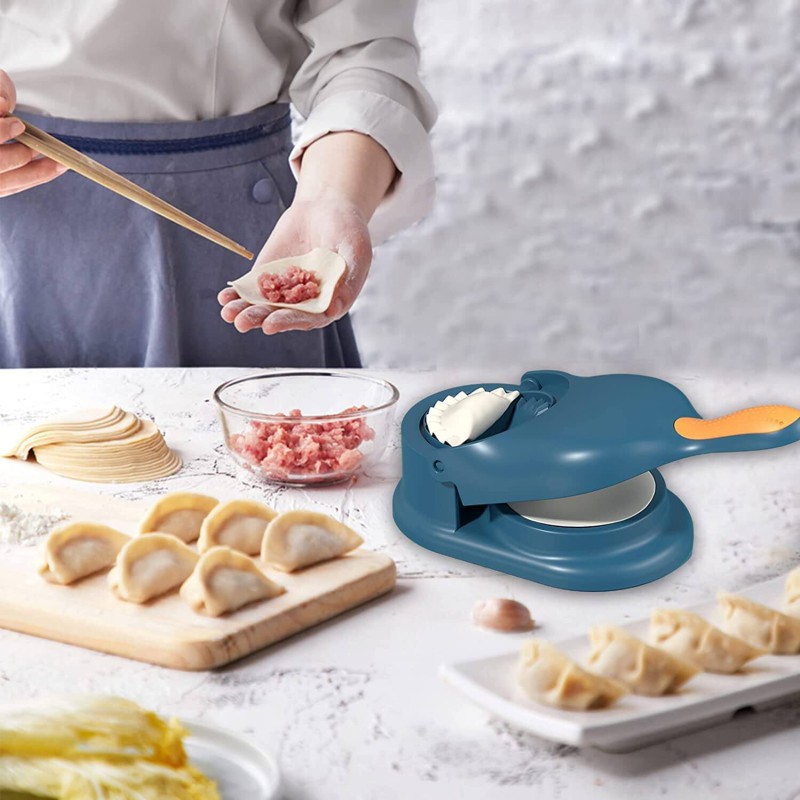 Picture of 2 in 1 Dumpling Maker Ghughra Momos Maker Machine, Skin Press Mould for Gujiya Ghughra Mould Machine, Kitchen Dumpling Making Tool with Dumpling Puri Maker Multicolor-Multicolor