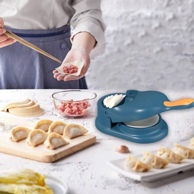 Picture of 2 in 1 Dumpling Maker Ghughra Momos Maker Machine, Skin Press Mould for Gujiya Ghughra Mould Machine, Kitchen Dumpling Making Tool with Dumpling Puri Maker Multicolor-Multicolor