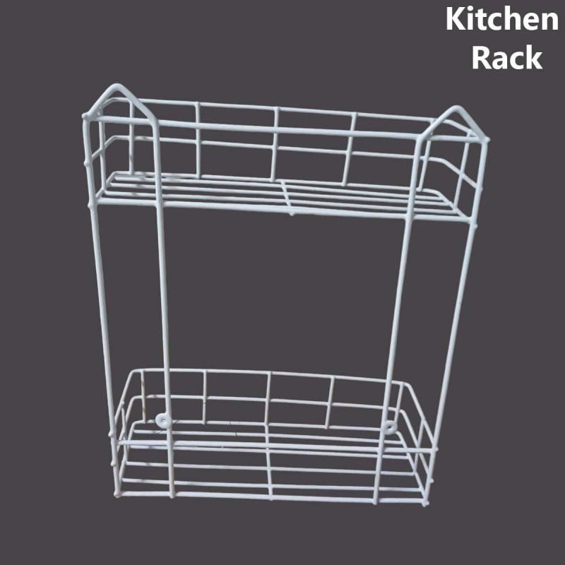 Picture of 2 Layer Wall Hanging Storage - Maximize Your Storage Space With This Convenient Wall Hanging Storage Solution , made is high quality iron stick white colour-White