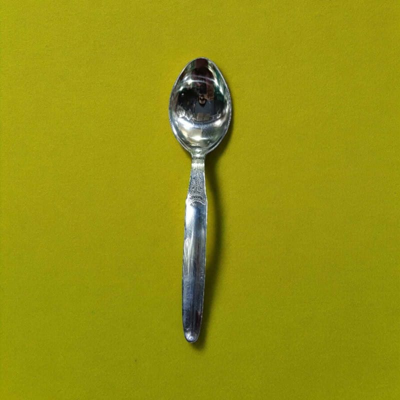 Picture of 1 pcs Square Shape 22cm Stainless Steel Table Spoon, Silver Serving Kitchen Tool-Silver