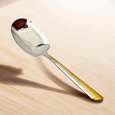 Picture of 12 Inch Silver Rice Serving Spoon - Stainless Steel, Mirror Polish, Golden Design, Non-Magnetic, Ideal for Cooking and Serving-Silver