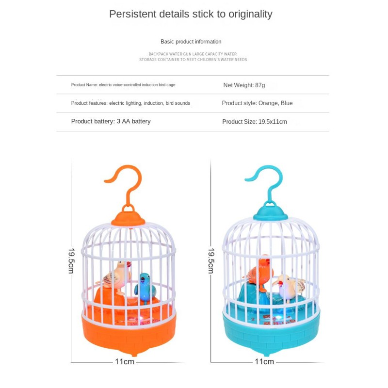 Picture of Sound Control Singing Bird Toy Simulation Bird Cage Creative Kid Electronic Toy-Blue