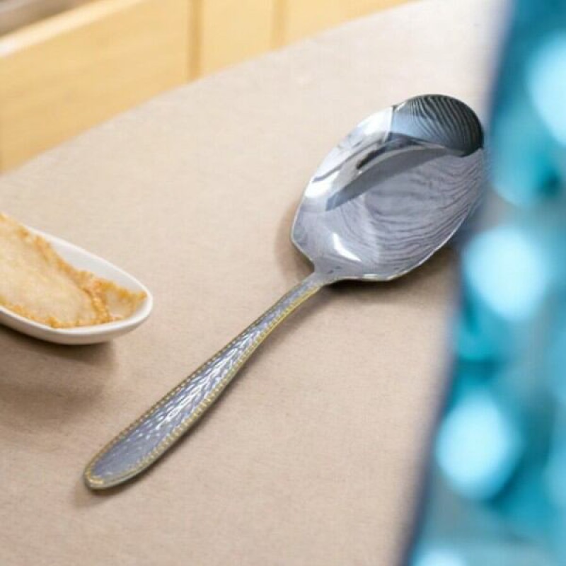 Picture of 11 Inch Rice Serving Spoon - Stainless Steel with Mirror Polish Finish, Non-Magnetic Design for Easy Handling, Ideal for Cooking-Silver