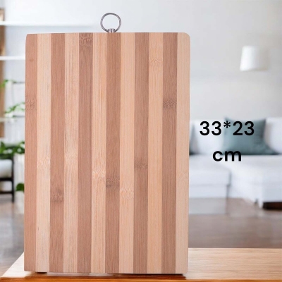 Picture of "33x23x1.8cm Rectangle Bamboo Chopping Board - Strong and Ideal for Meat, Vegetables, Bread, Includes Hook for Convenient Storage, Brown Color"-Brown