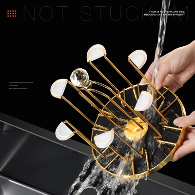 Picture of Lavish indulgent - Kitchen Rotating Tableware Drainer Water Cup Rack Drying Drainer Cup Holder Home Storage Organizer - Easy To maintain-Gold