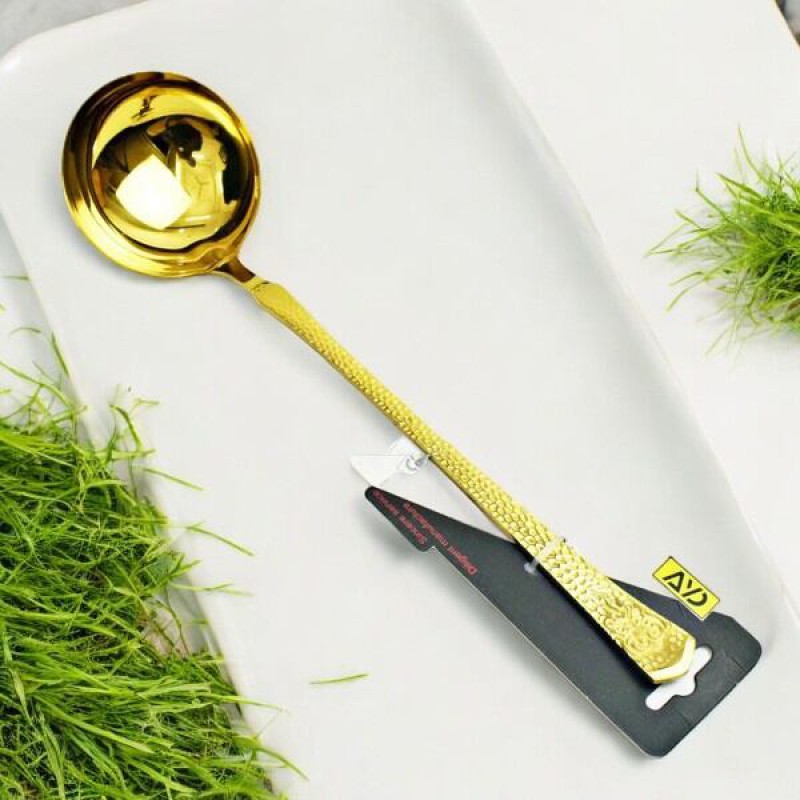 Picture of 11.5 Inch Non-Magnetic Golden Soup Spoon - Stainless Steel, Mirror Polish, Perfect for Cooking and Serving, Single Piece-Gold