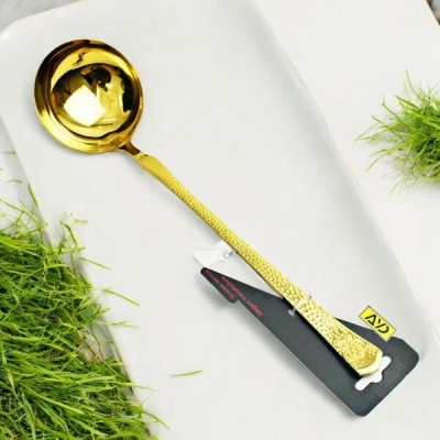 Picture of 11.5 Inch Non-Magnetic Golden Soup Spoon - Stainless Steel, Mirror Polish, Perfect for Cooking and Serving, Single Piece-Gold