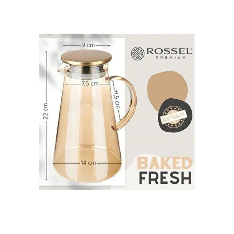 Picture of 1 pcs BOROSILICATE PITCHER, GPH28HA, 1900 ML golden-Gold